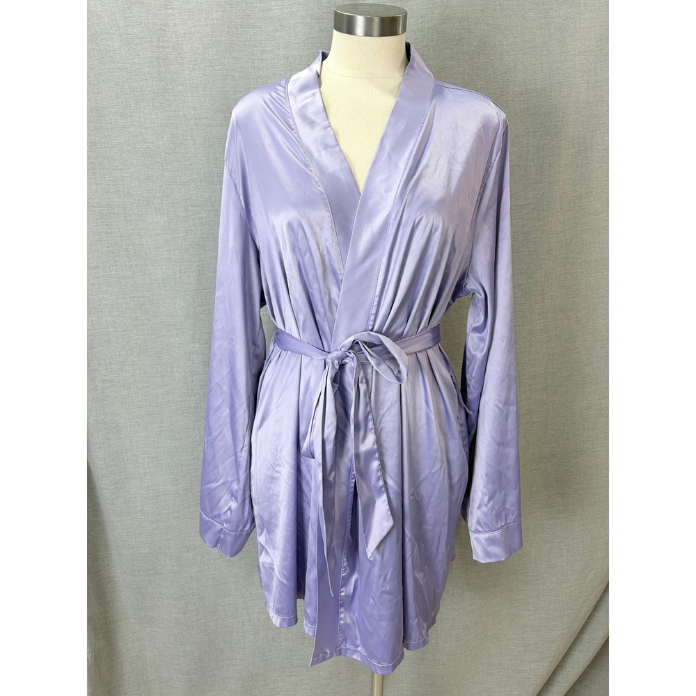 Savage X Fenty Lavender Satin Lace Lightning Bolt Short Robe M/L